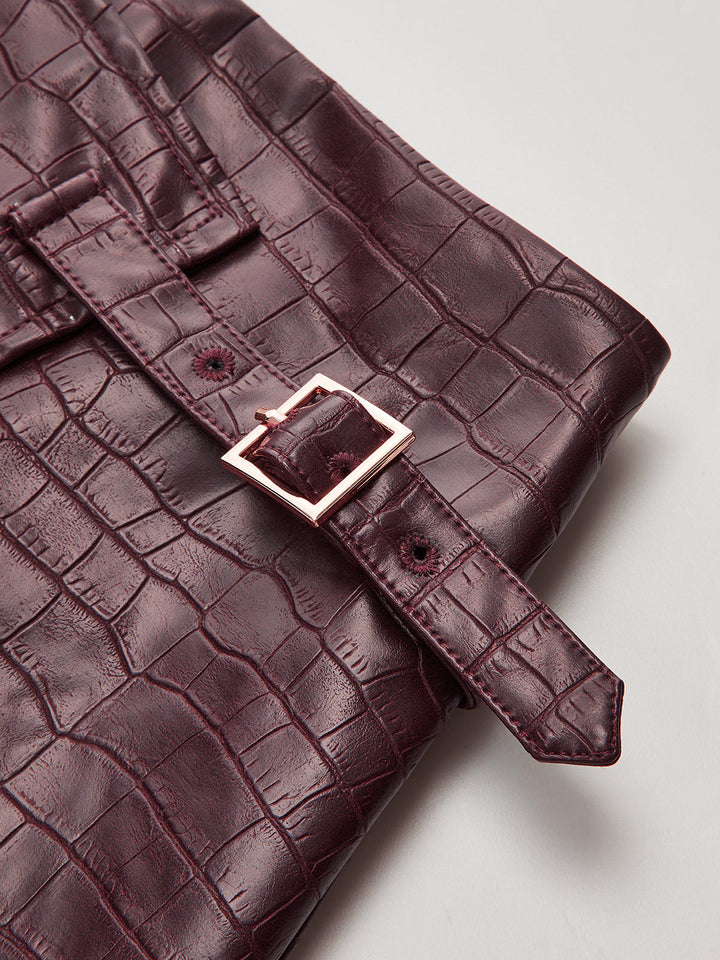 Crocodile Embossed PU Leather Mini Skirt  Liora Lane Boutique Skirts