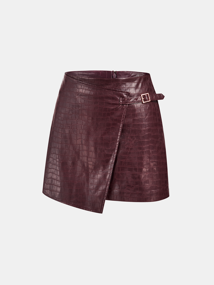 Crocodile Embossed PU Leather Mini Skirt  Liora Lane Boutique Skirts