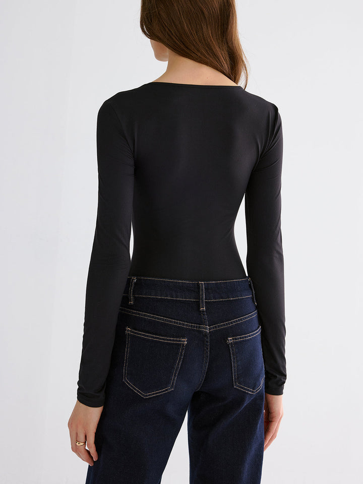 Mesh Patchwork Skinny Bodysuits  Liora Lane Boutique Bodysuits