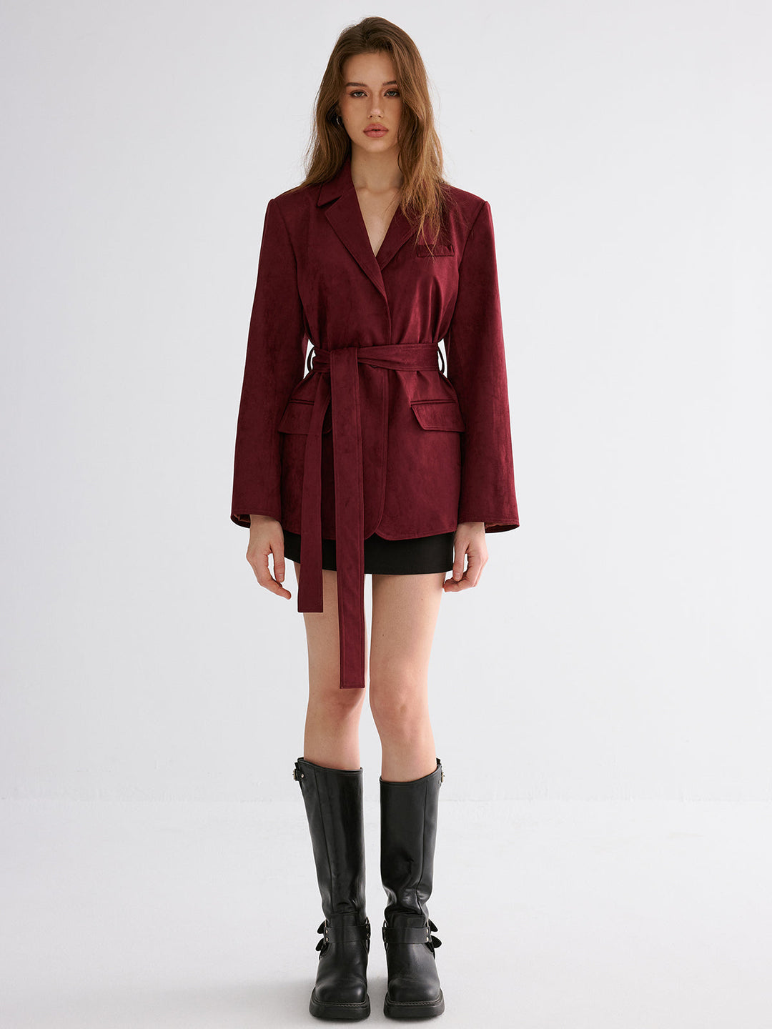Minimal Belted Blazer  Liora Lane Boutique Blazers
