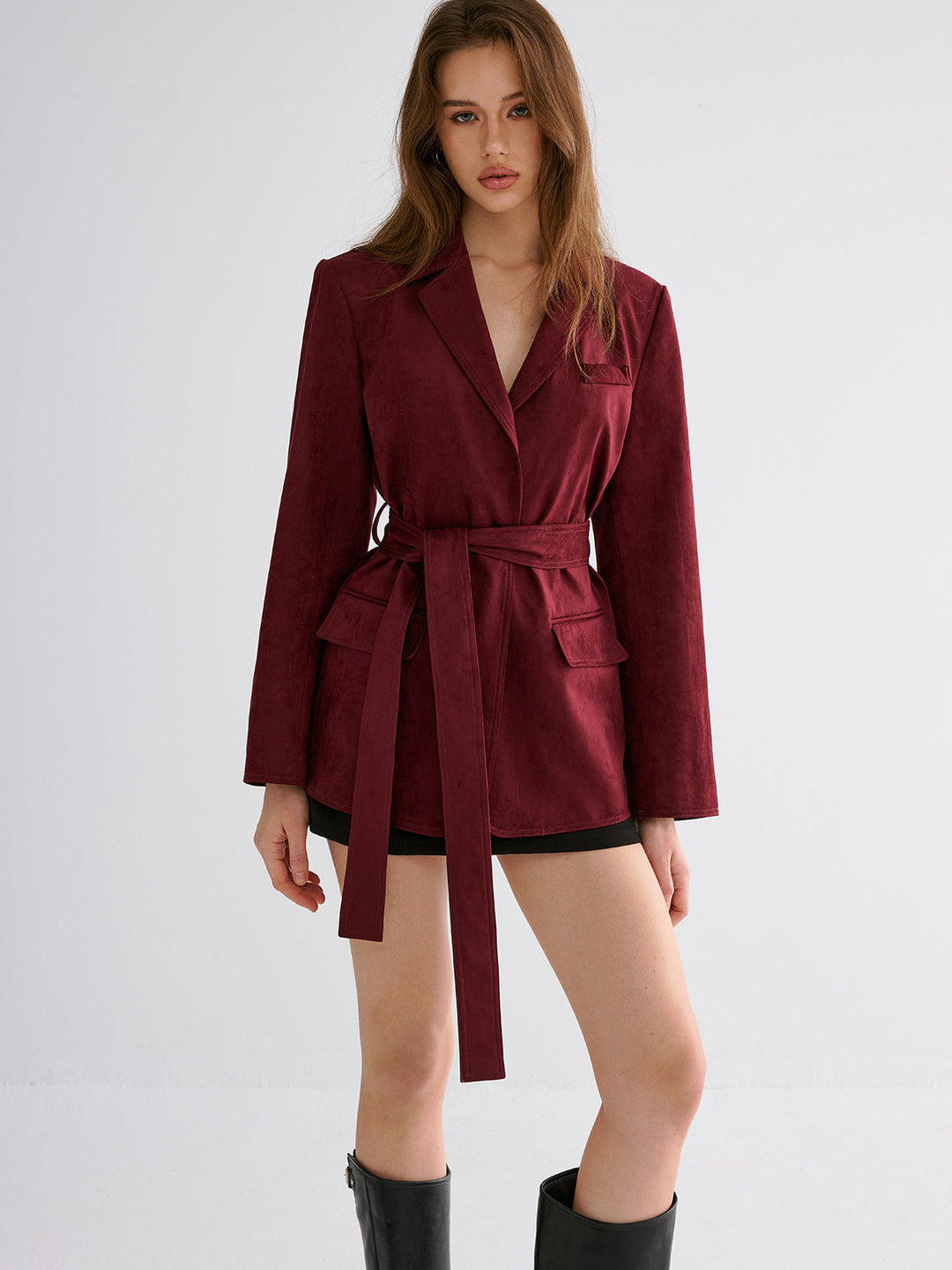 Minimal Belted Blazer  Liora Lane Boutique Blazers