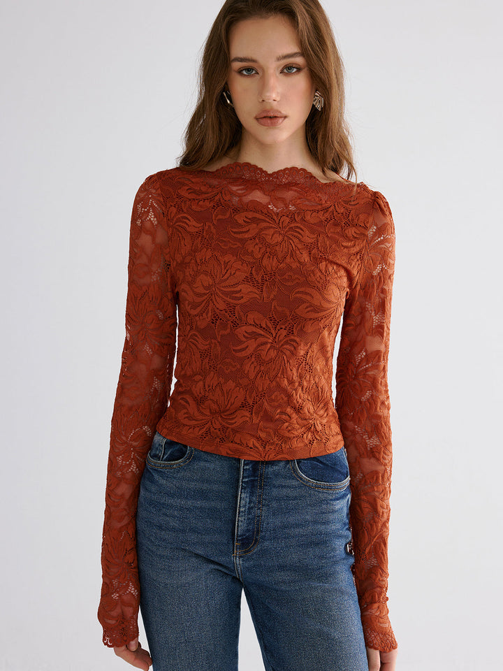Flower Embroidered Cropped Lace Top  Liora Lane Boutique T-Shirts
