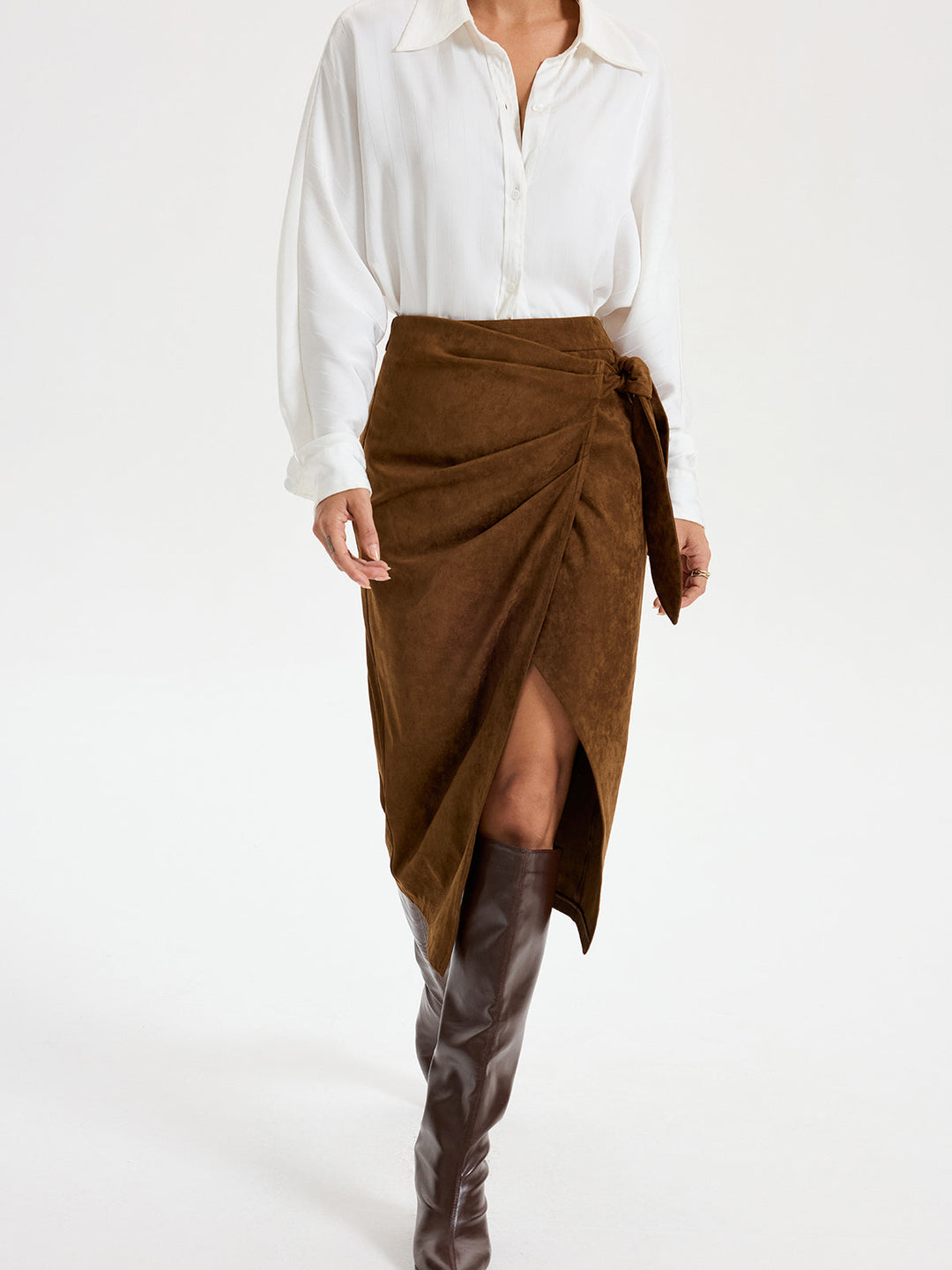 Tie Knot Suede Skirt  Liora Lane Boutique Skirts