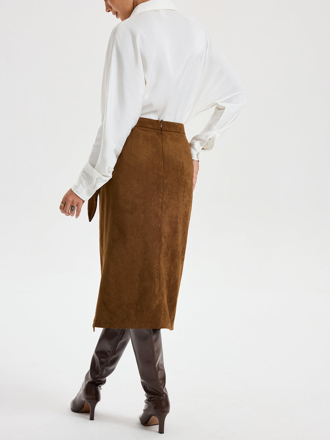 Tie Knot Suede Skirt  Liora Lane Boutique Skirts