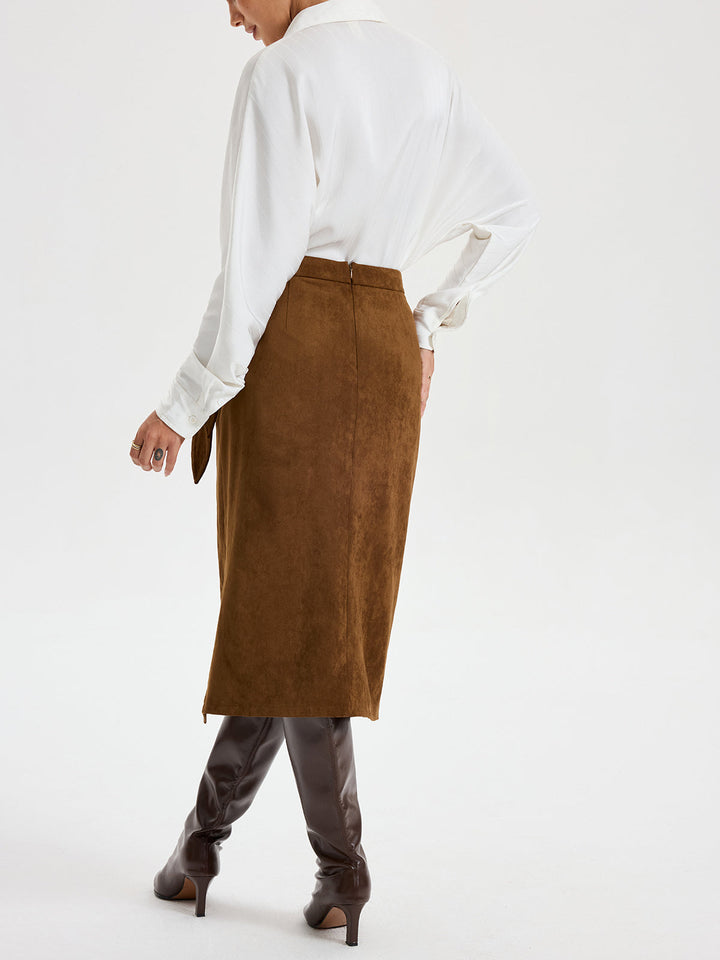 Tie Knot Suede Skirt  Liora Lane Boutique Skirts