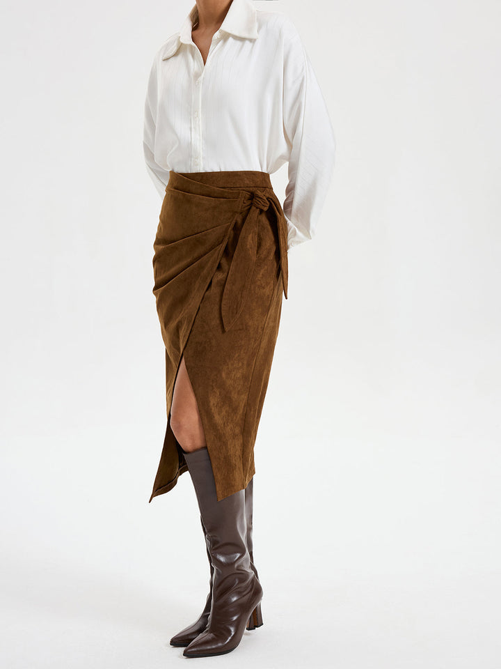 Tie Knot Suede Skirt  Liora Lane Boutique Skirts