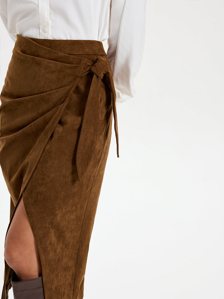 Tie Knot Suede Skirt  Liora Lane Boutique Skirts