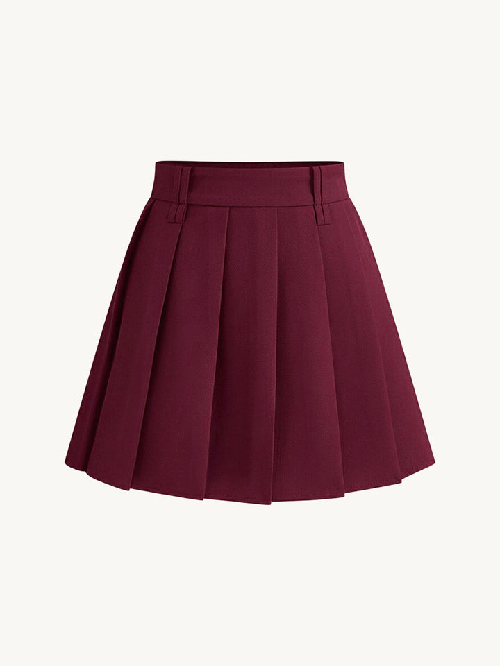 Pleated Mini Skirt Without Belt  Liora Lane Boutique Skirts Burgundy / XL 38.00
