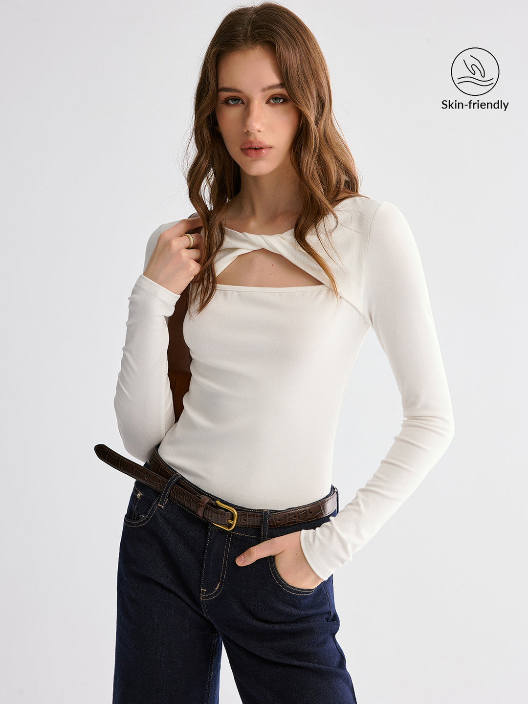 Soft Line Twist Top  Liora Lane Boutique T-Shirts White / XL 28.00
