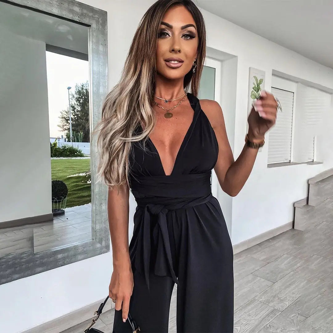 Satin Wrap Wide-Leg Jumpsuit Jasmine's Boutique Australia