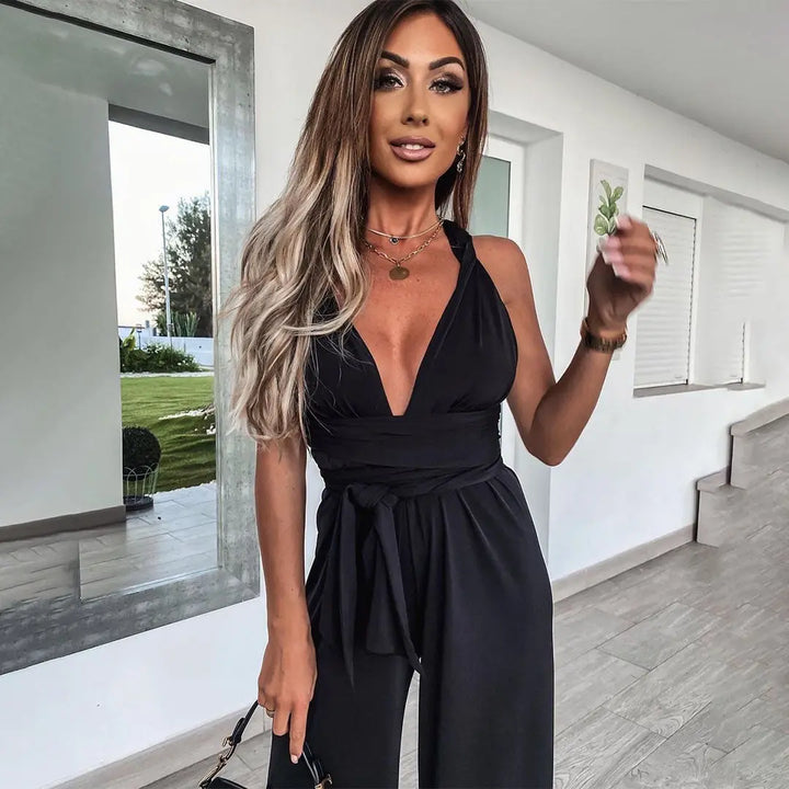 Satin Wrap Wide-Leg Jumpsuit Jasmine's Boutique Australia