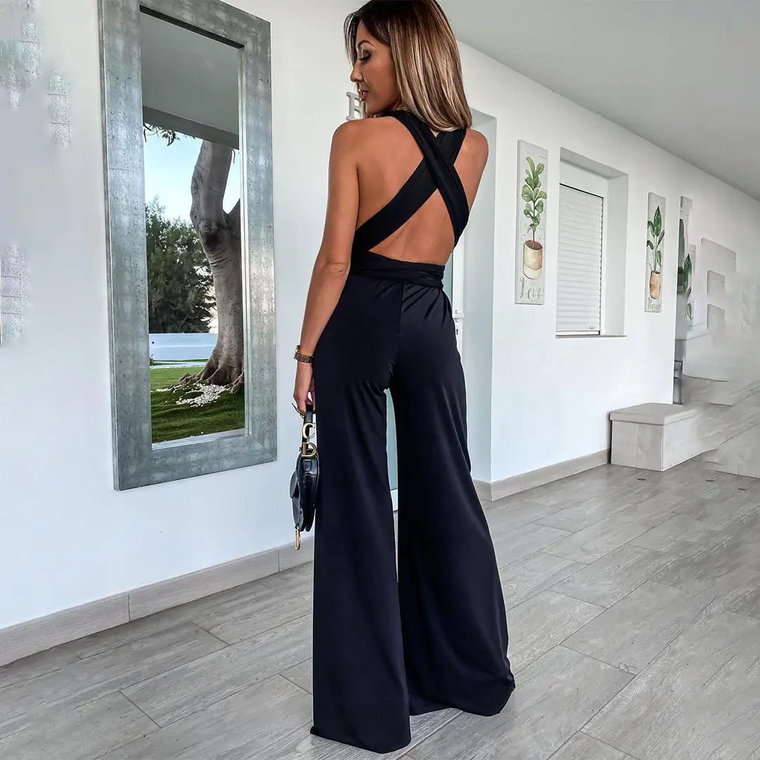 Satin Wrap Wide-Leg Jumpsuit Jasmine's Boutique Australia