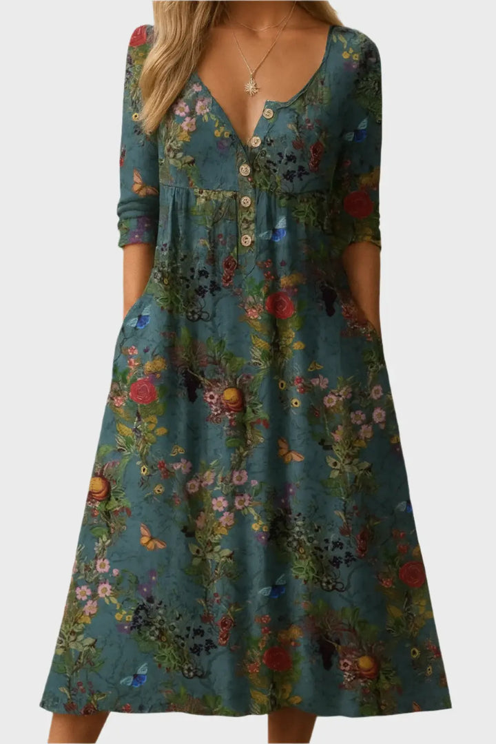 Botanical Charm Button-Up Midi Dress Jasmine's Boutique Australia