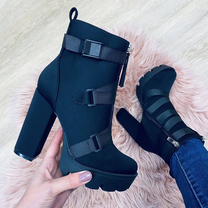 Eclipse Buckle Strap Platform Boots Jasmine's Boutique Australia