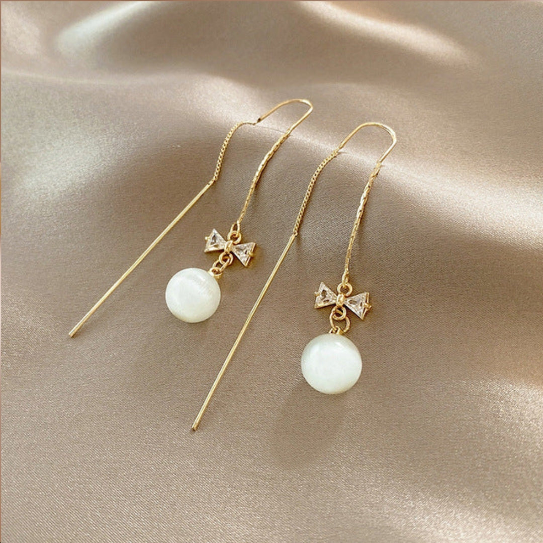 Elegant Tie Pearl Earrings Jasmine's Boutique Australia