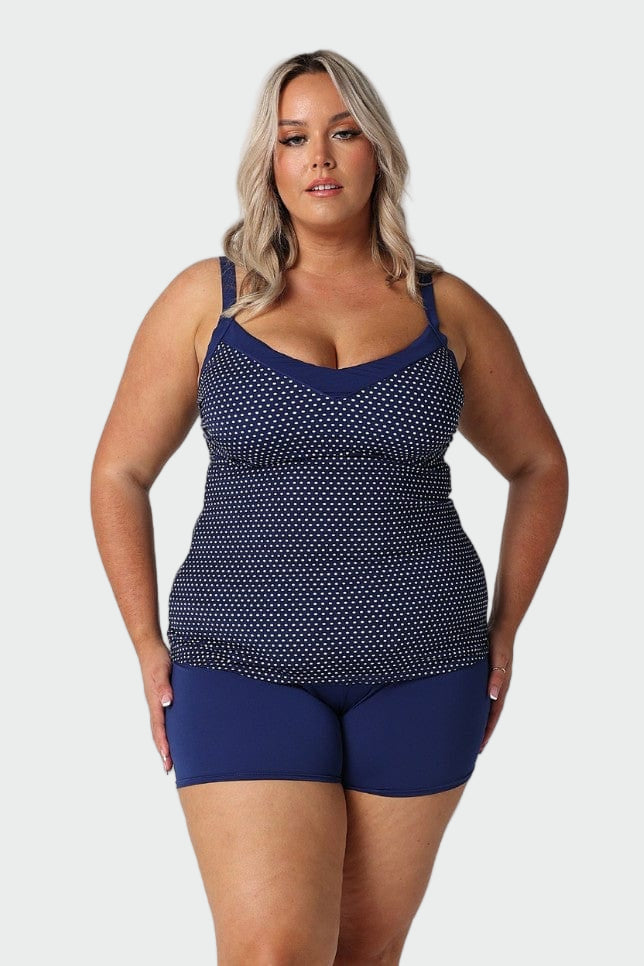 Navy Dots Underwire Tankini Top Jasmine's Boutique Australia