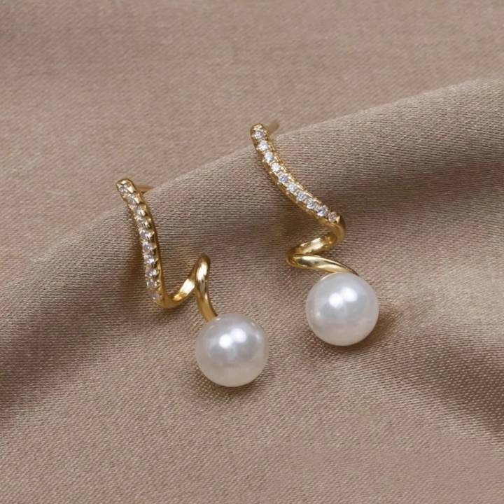 Pearl Earrings with Zirconia in Gold Jasmine's Boutique Australia