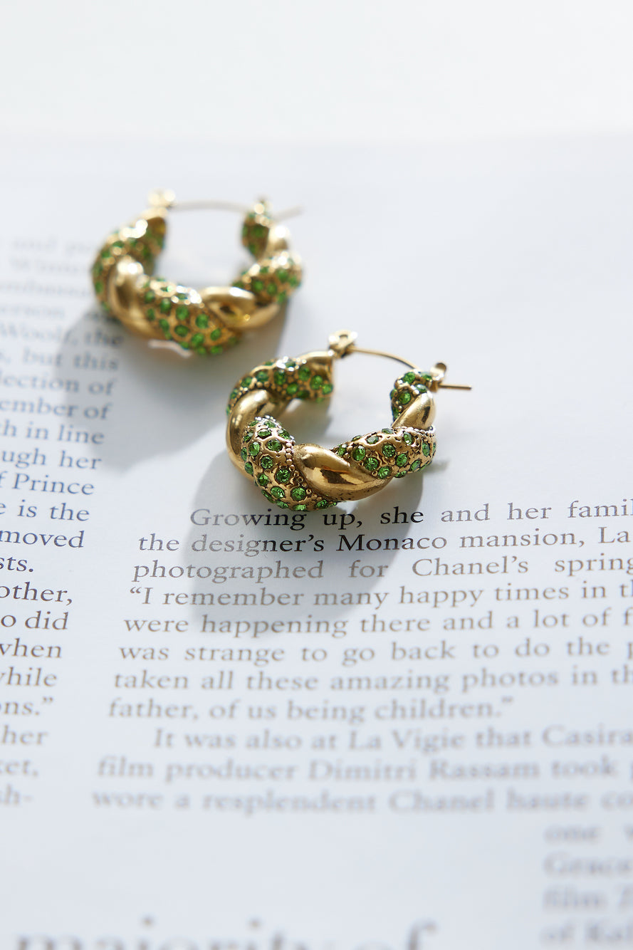 18-Carat Lover Crystal Earrings with Green Gold Jasmine's Boutique Australia