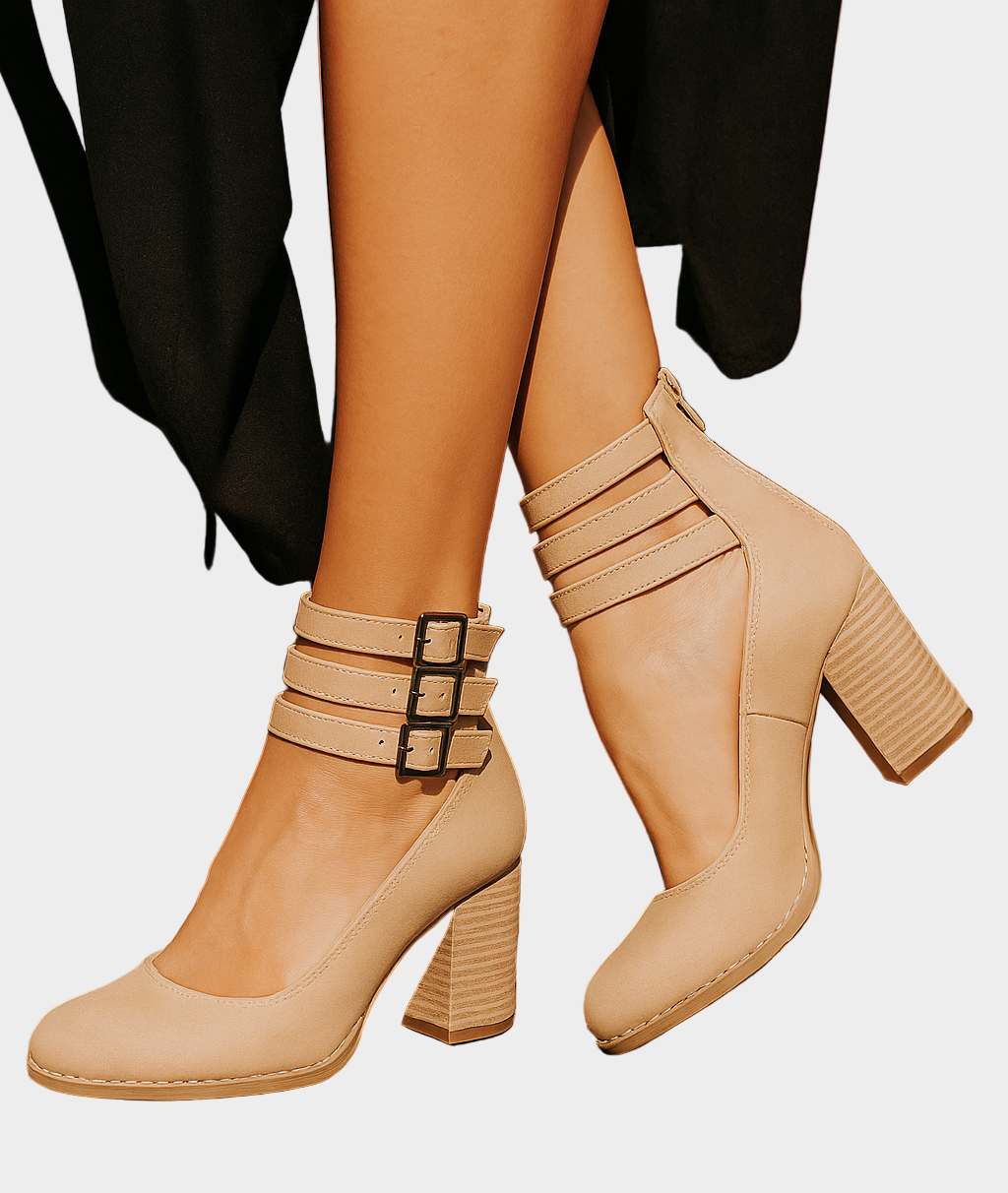Heels with Multiple Straps and Chunky Heel Liora Lane Boutique
