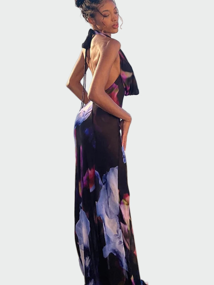 Sexy maxi dress with floral print and V-neckline Jasmine's Boutique Australia