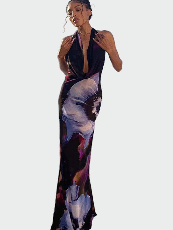 Sexy maxi dress with floral print and V-neckline Jasmine's Boutique Australia