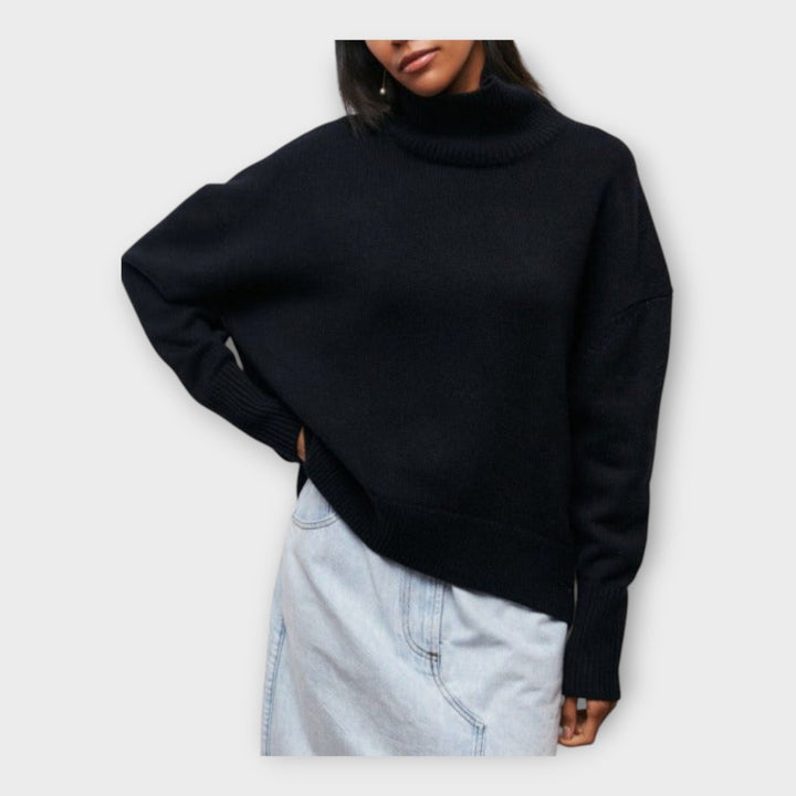 Knitted Sweater with High Collar Liora Lane Boutique
