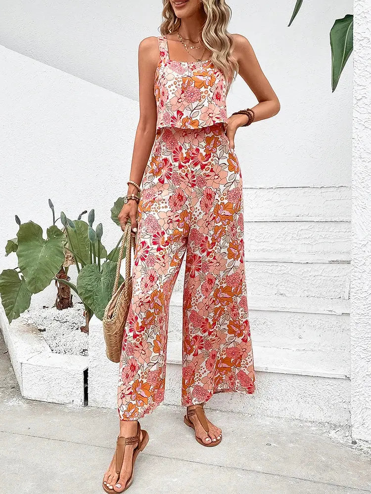 Sunset Bloom Wide-Leg Jumpsuit Jasmine's Boutique Australia
