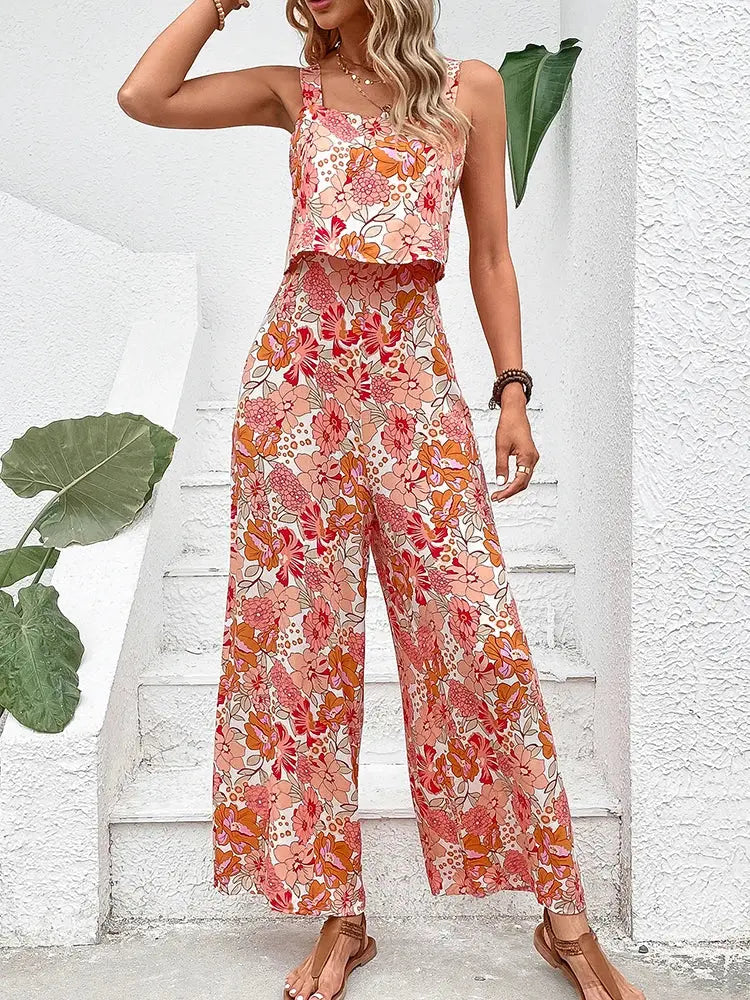 Sunset Bloom Wide-Leg Jumpsuit Jasmine's Boutique Australia