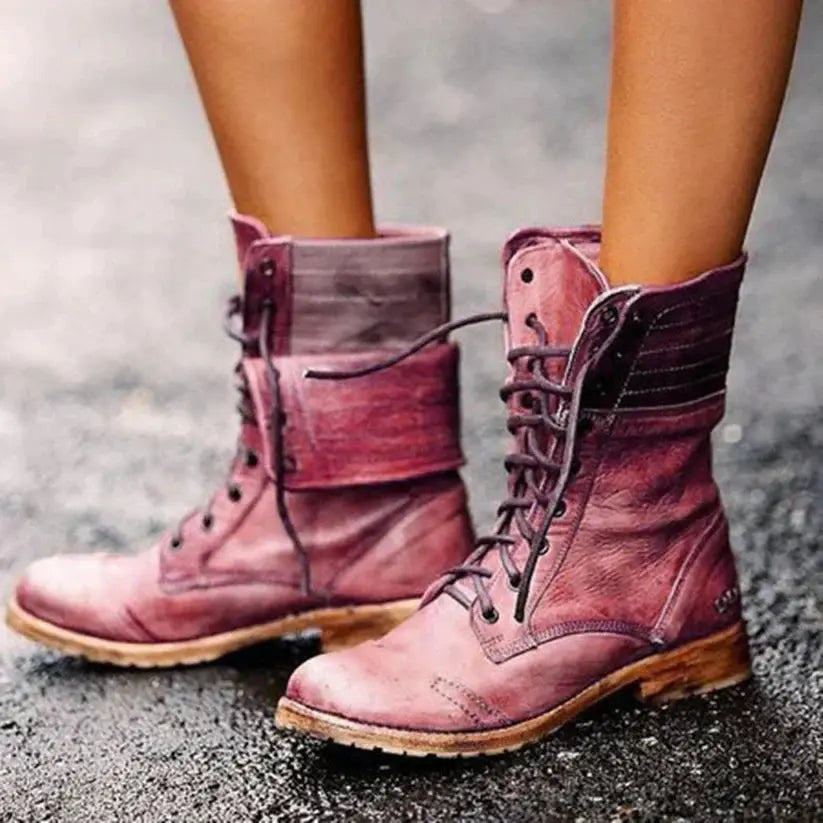 Rustic Rose Lace-Up Combat Boots Jasmine's Boutique Australia