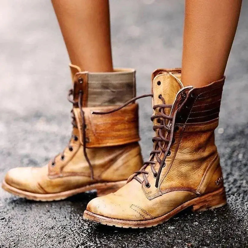 Rustic Rose Lace-Up Combat Boots Jasmine's Boutique Australia