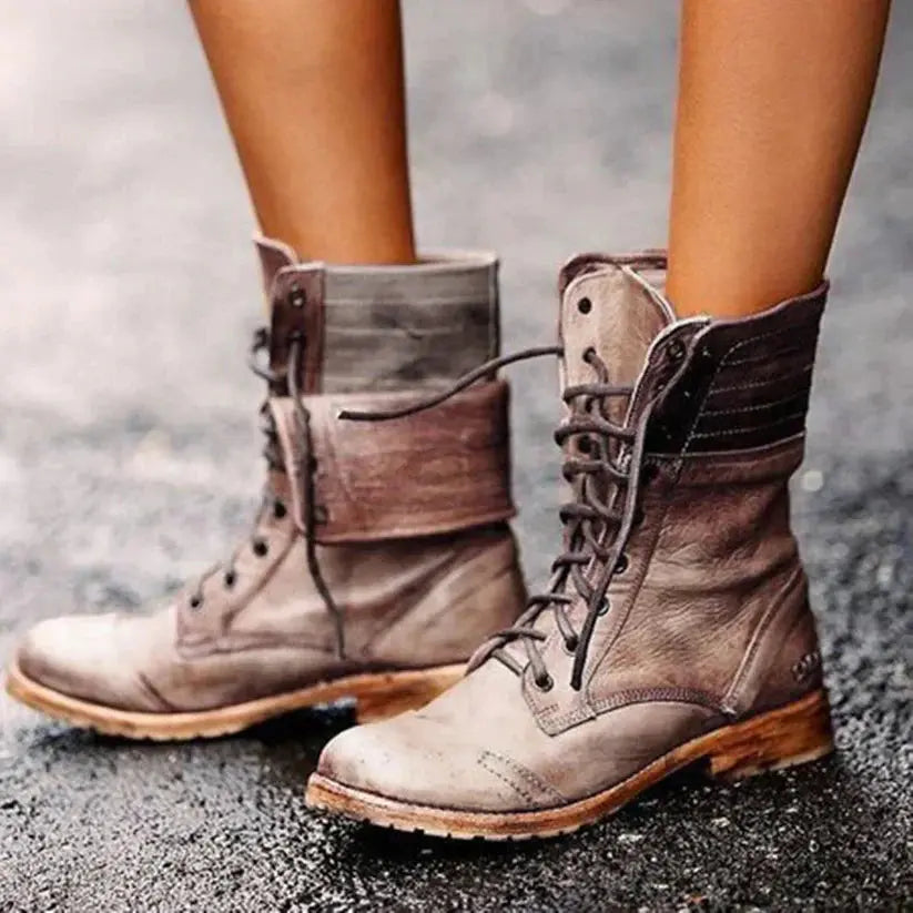 Rustic Rose Lace-Up Combat Boots Jasmine's Boutique Australia