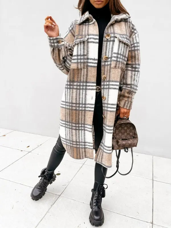 Oversized Plaid Button-Up Coat Jasmine's Boutique Australia