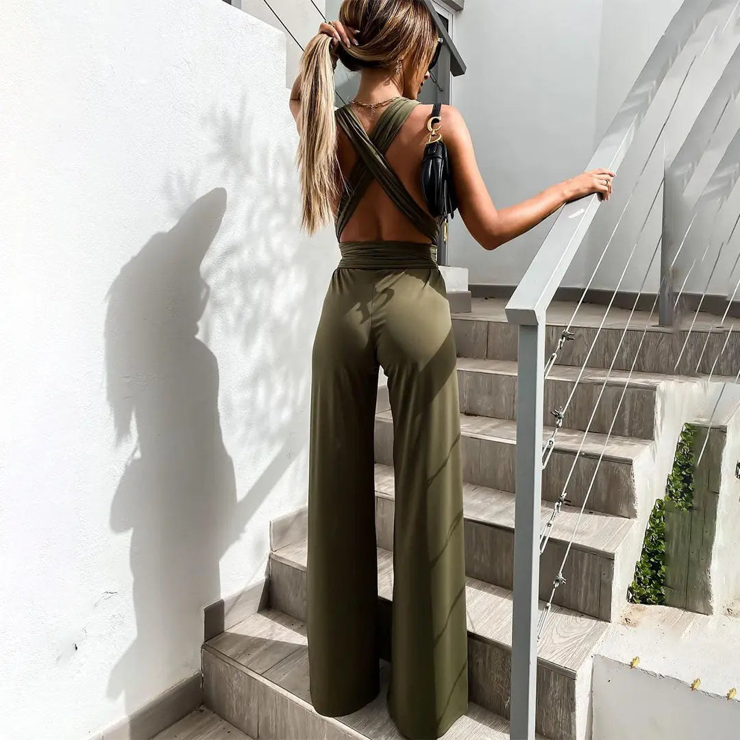 Satin Wrap Wide-Leg Jumpsuit Jasmine's Boutique Australia