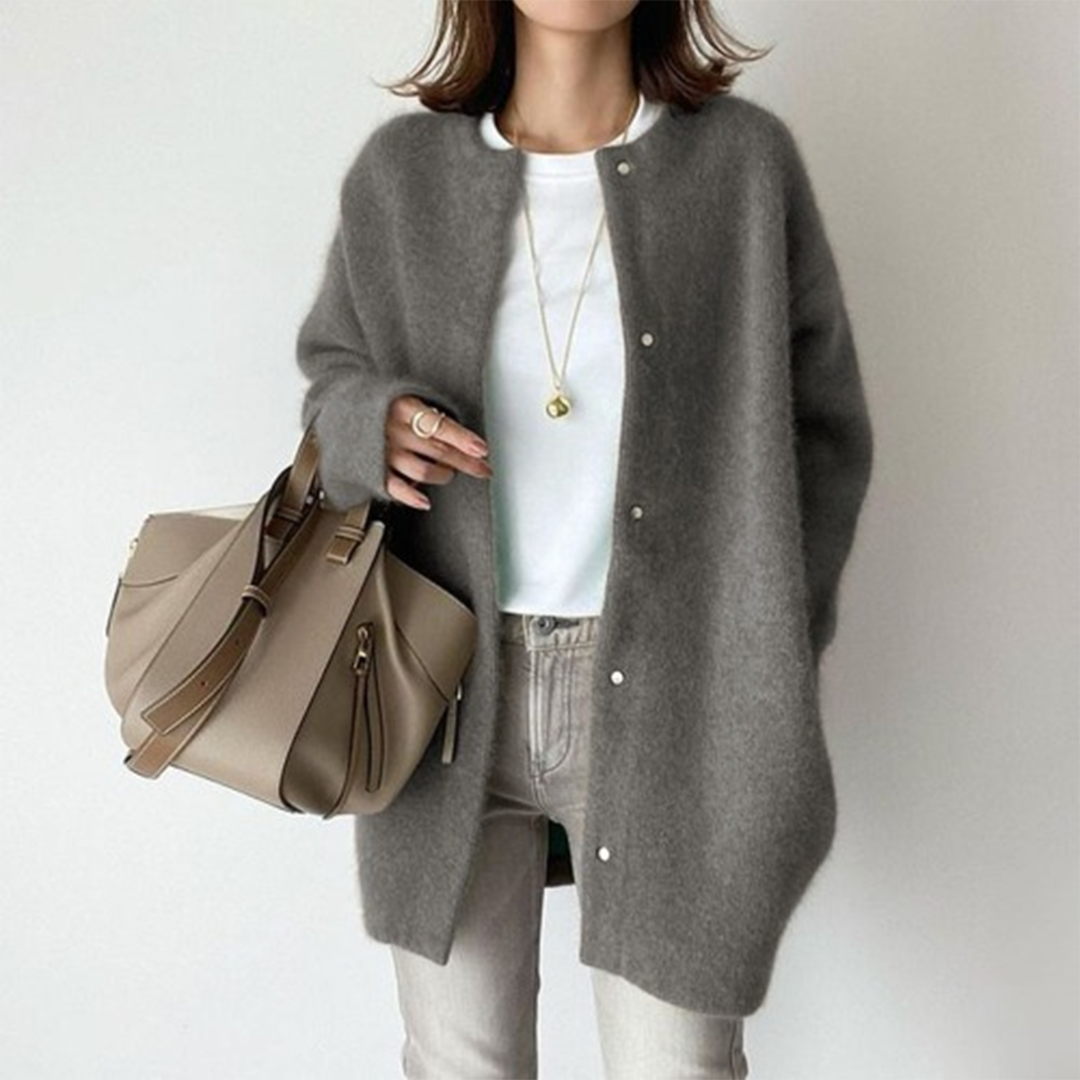 Chloe | Elegant Cashmere Cardigan  Liora Lane Boutique Clothing Grey / UK 20 (3XL) 44.95