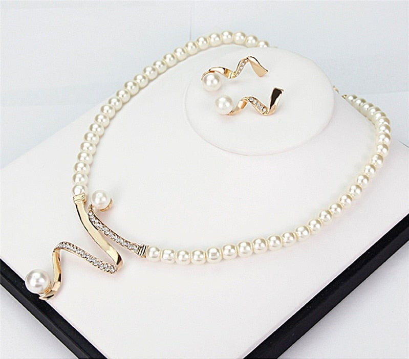 Natural Pearl Necklace + Earrings Set Jasmine's Boutique Australia