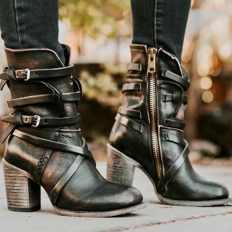 Sierra Buckle Block Heel Boots  html Copy Edit Jasmine's Boutique Australia