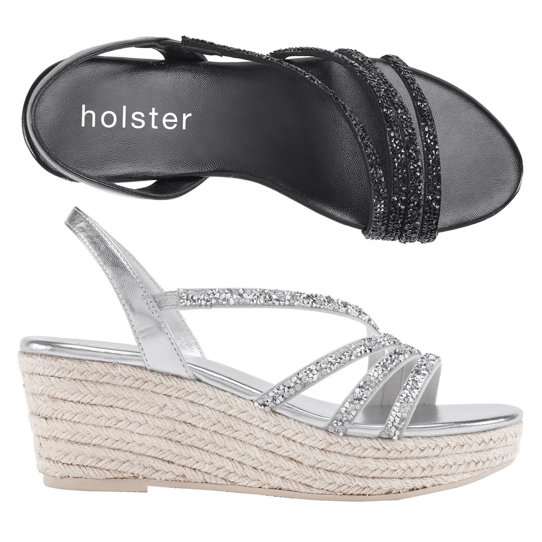 Crystal Espadrille Wedge Sandals Jasmine's Boutique Australia