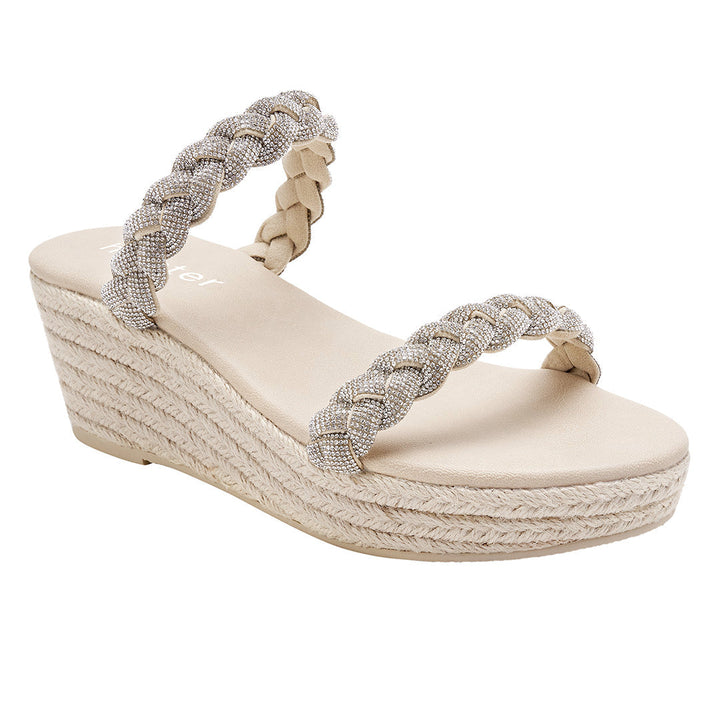 Holster Braided Crystal Wedge Sandals – Beige Jasmine's Boutique Australia