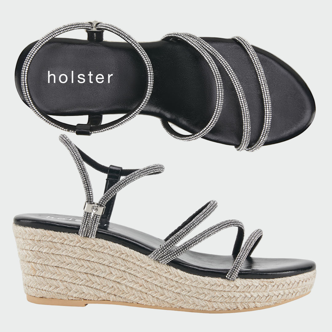 Holster Black Strappy Wedge Espadrilles Jasmine's Boutique Australia