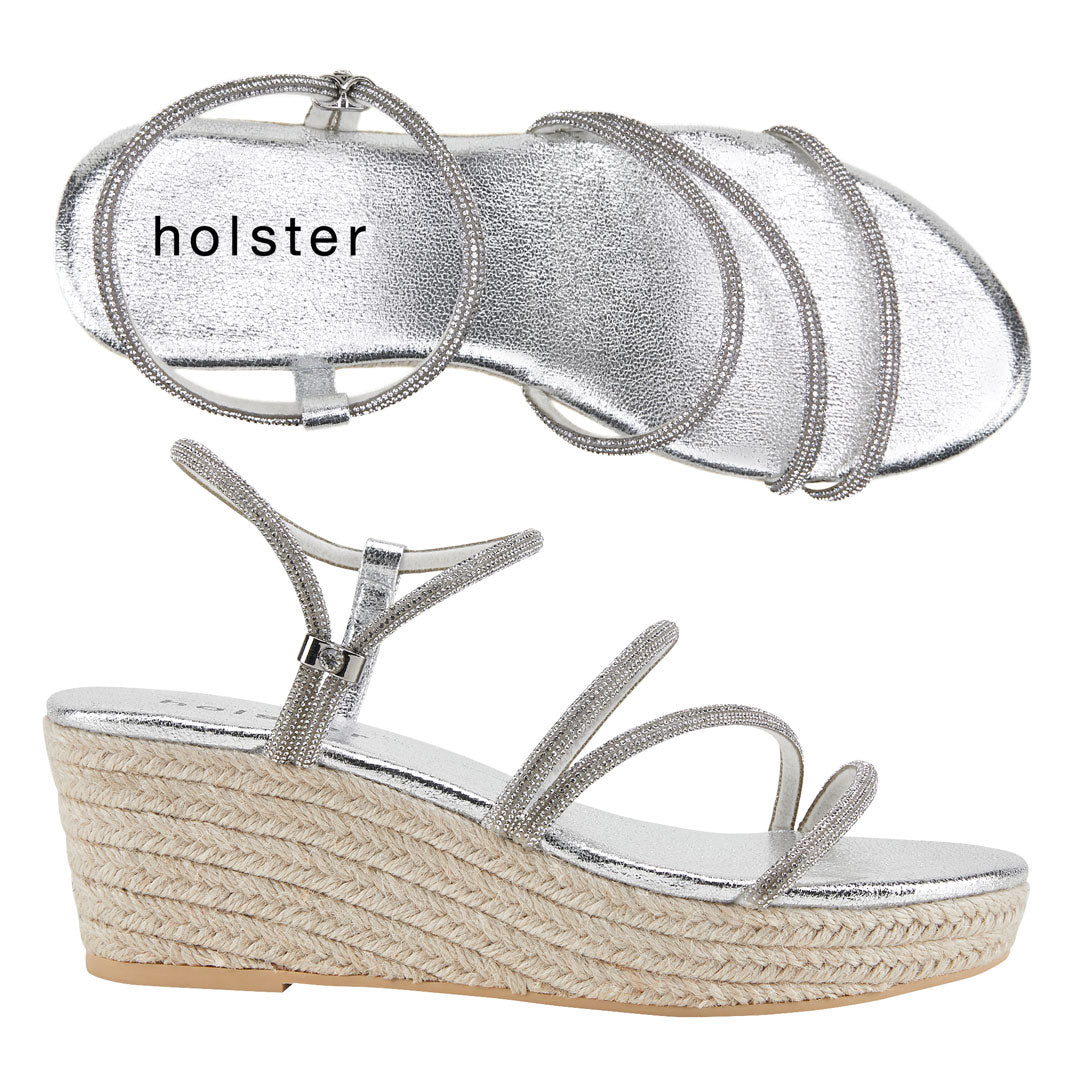 Holster Silver Strappy Wedge Espadrilles Jasmine's Boutique Australia