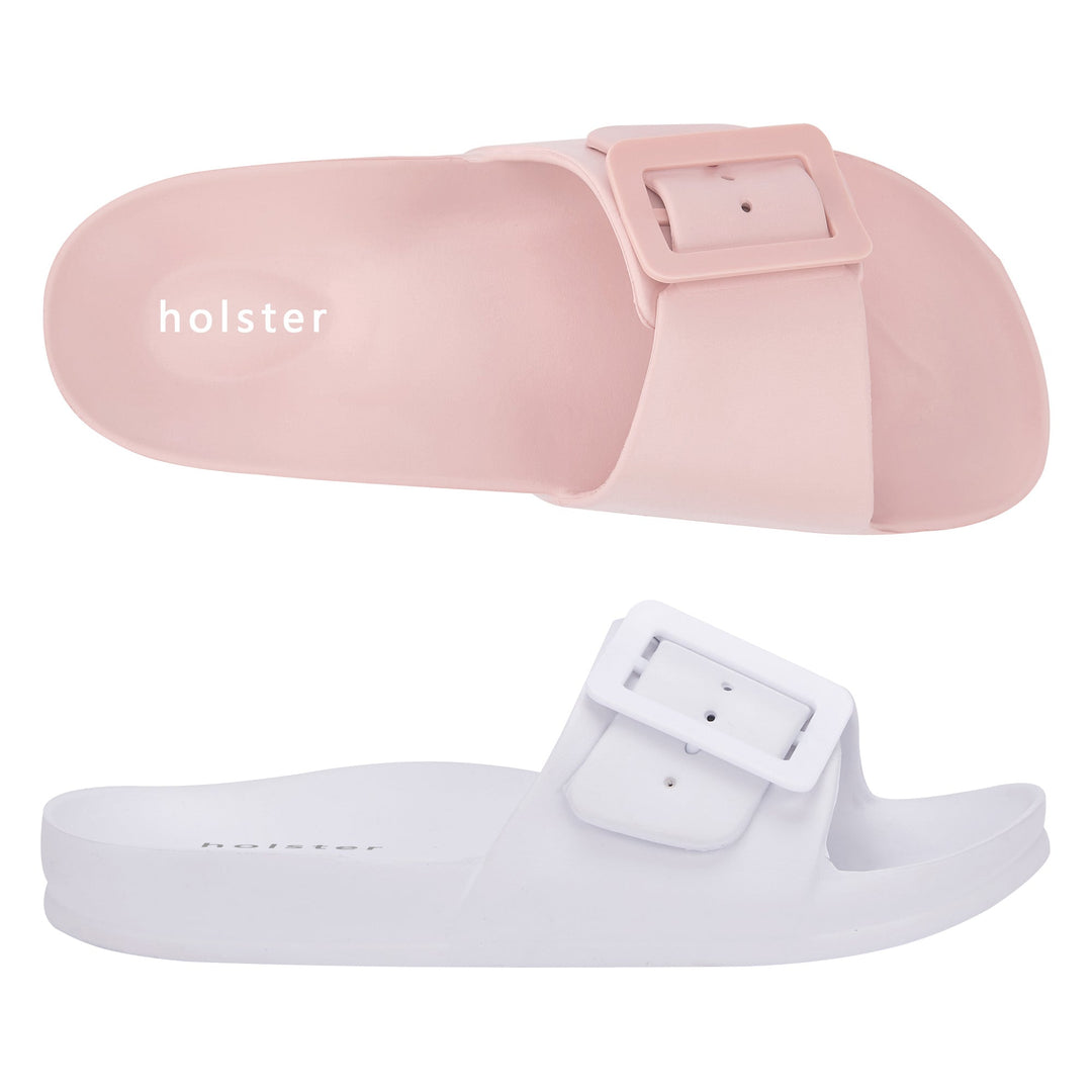 Blush & White Single Buckle Slide Sandals (Bundle) Jasmine's Boutique Australia