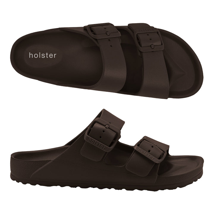 Chocolate Double Buckle Slide Sandals Jasmine's Boutique Australia