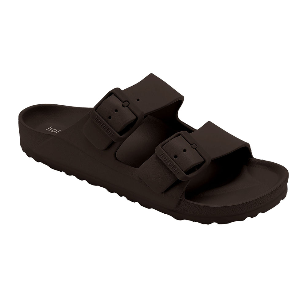 Chocolate Double Buckle Slide Sandals Jasmine's Boutique Australia