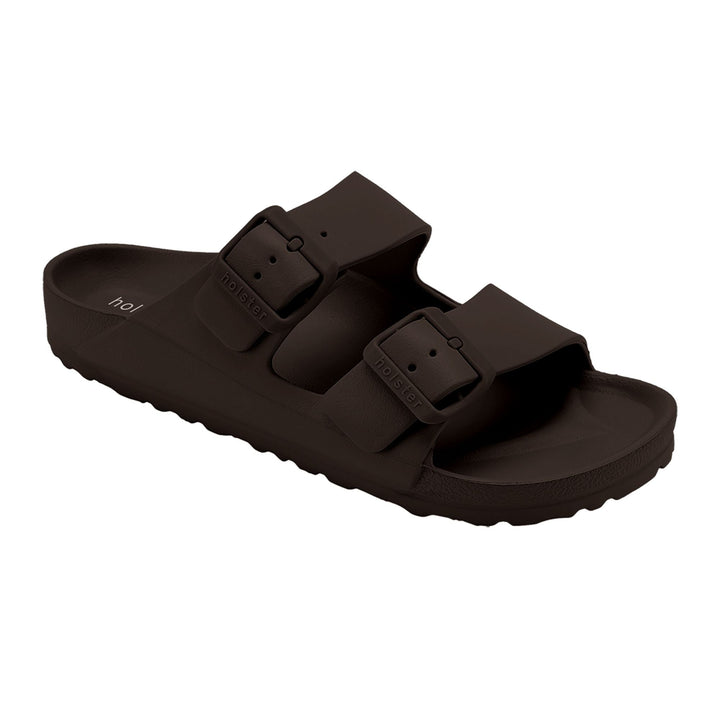 Chocolate Double Buckle Slide Sandals Jasmine's Boutique Australia