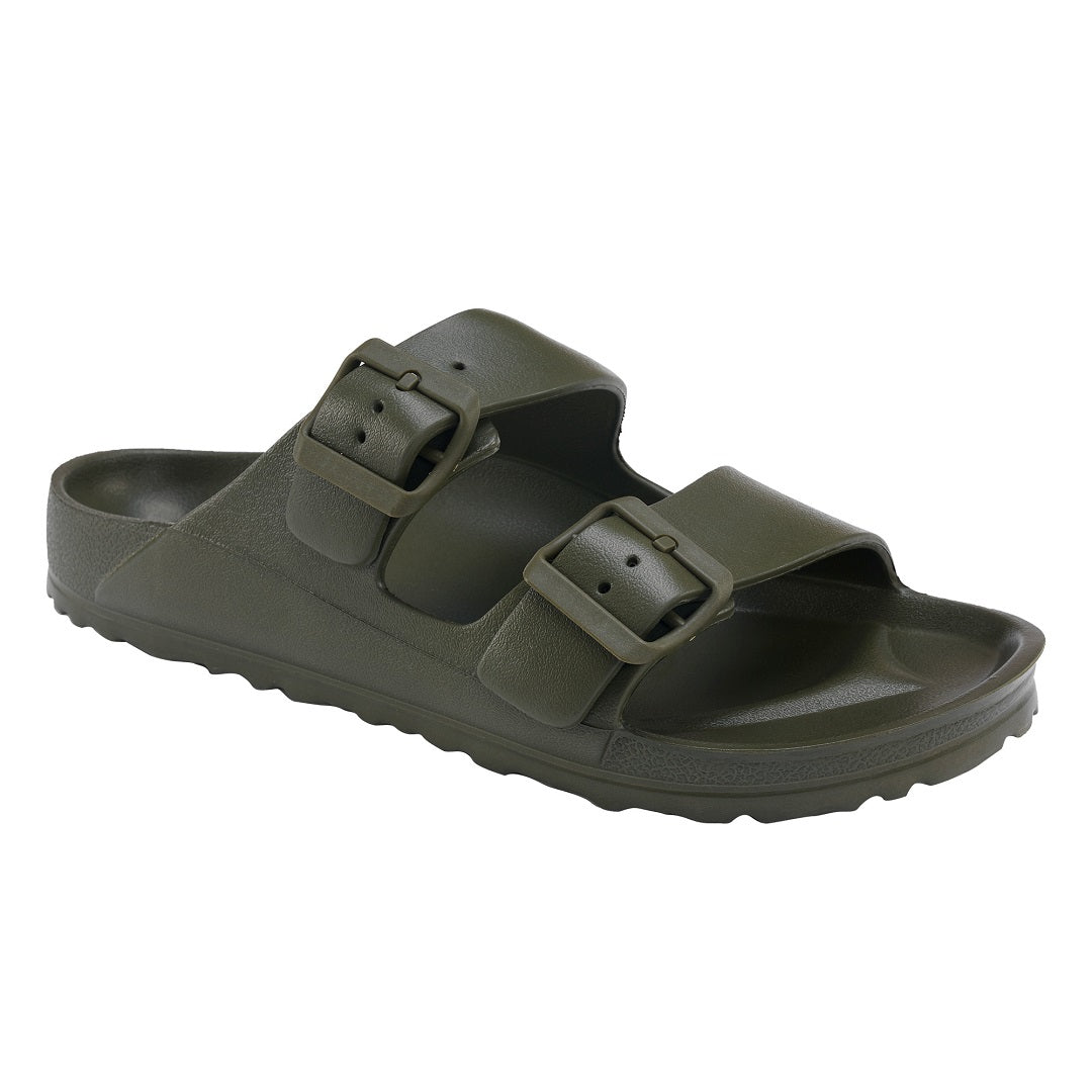 Khaki Double Buckle Slide Sandals Jasmine's Boutique Australia