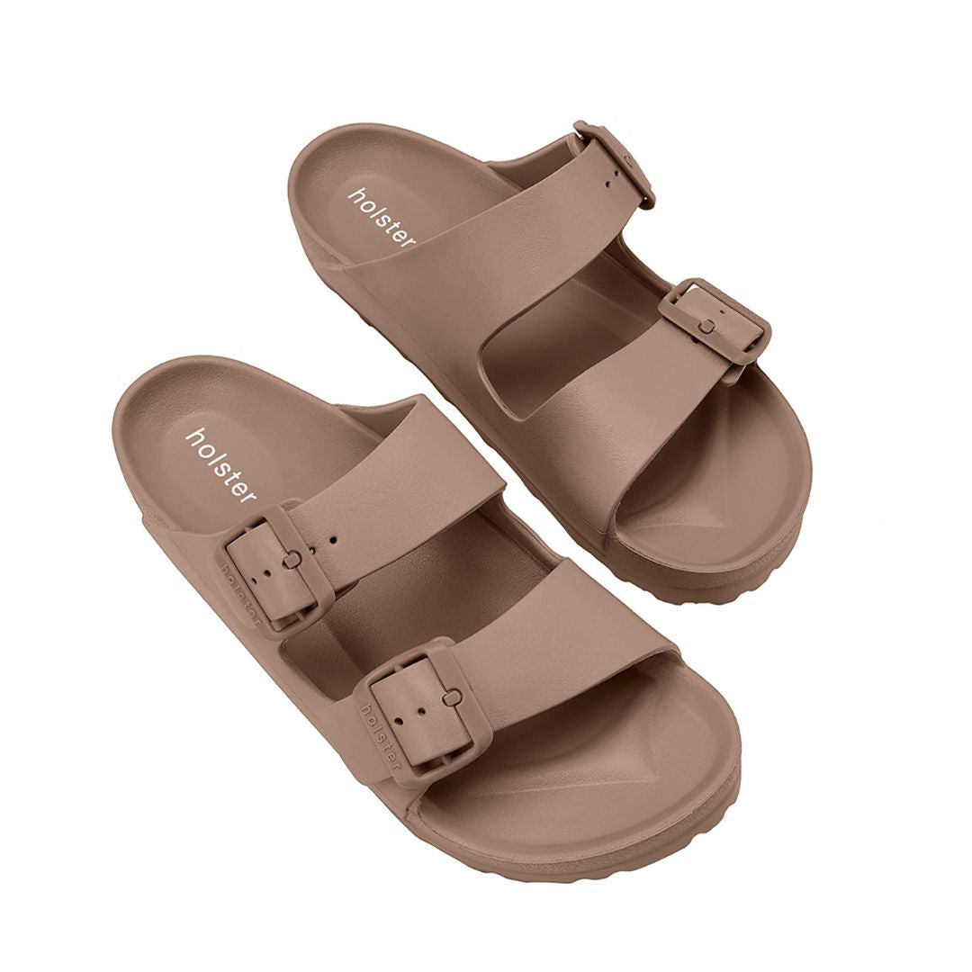 Neutral Double Buckle Comfort Slide Sandals Jasmine's Boutique Australia