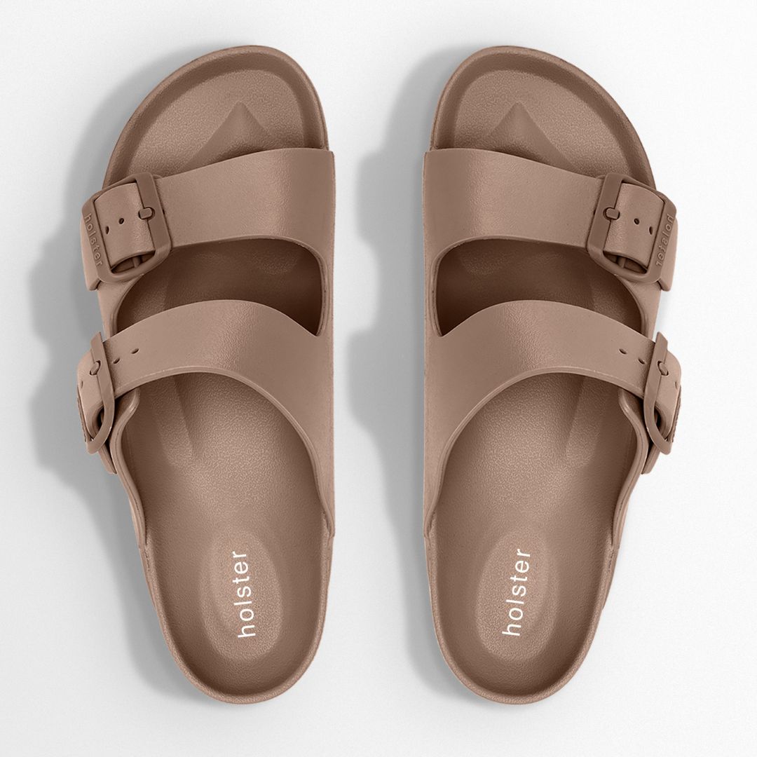 Neutral Double Buckle Comfort Slide Sandals Jasmine's Boutique Australia