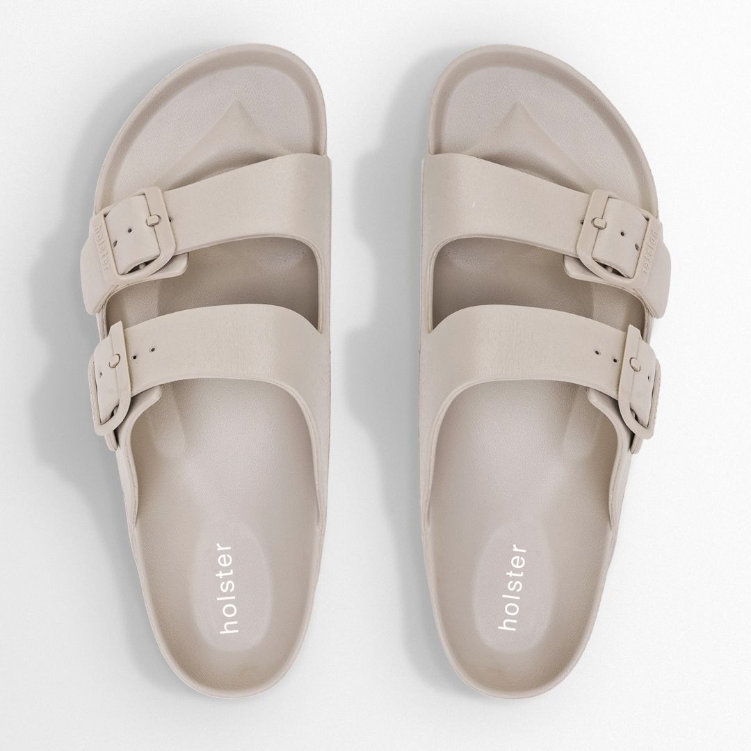 Beige Double Buckle Slide Sandals Jasmine's Boutique Australia