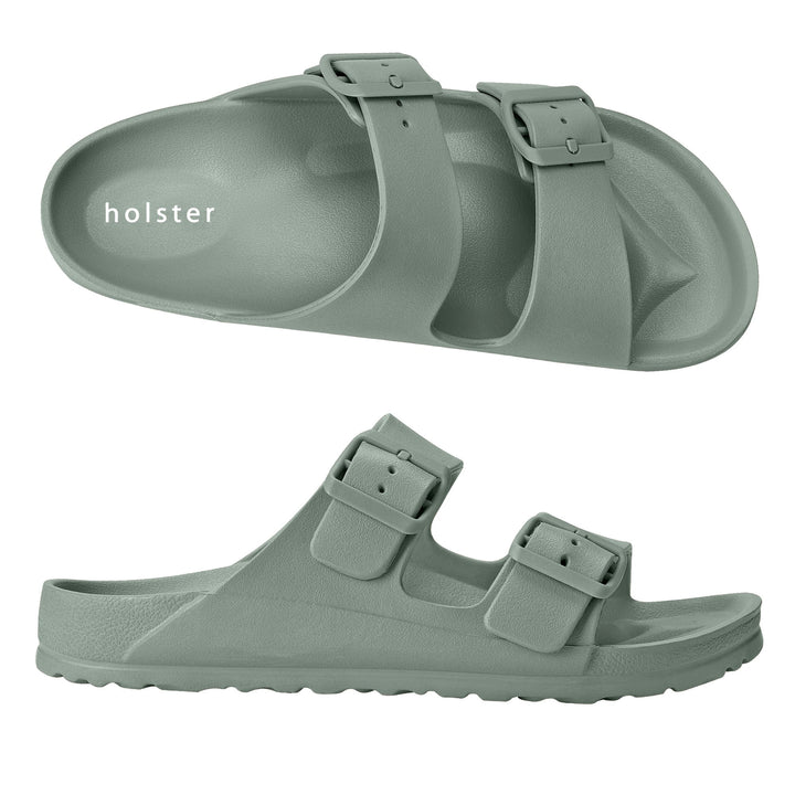 Sage Green Double Buckle Slide Sandals Jasmine's Boutique Australia