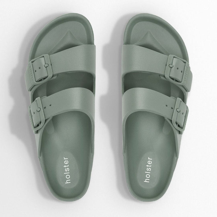 Sage Green Double Buckle Slide Sandals Jasmine's Boutique Australia